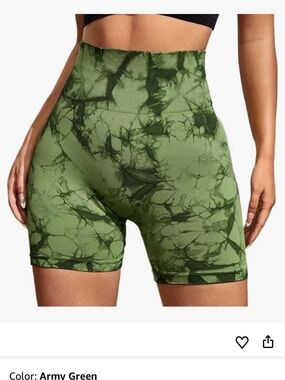 Women’s High-Waist Tie-Dye Biker Shorts in Army Green